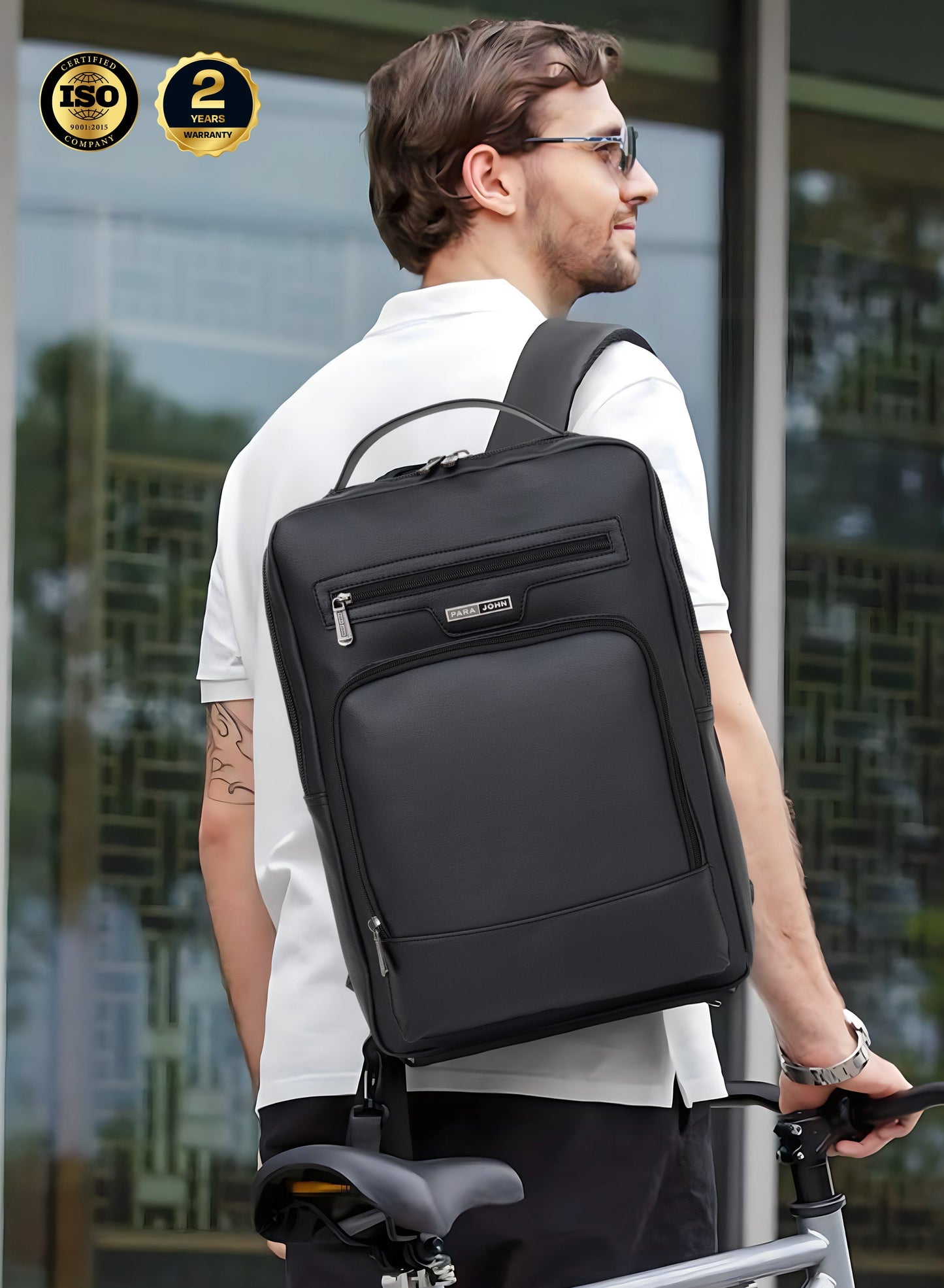 PARA JOHN ExecForm 16 Inch Laptop Backpack for Men – Premium PU Leather Slim Business Office Bag, Padded & Breathable Design PARAJOHN UAE