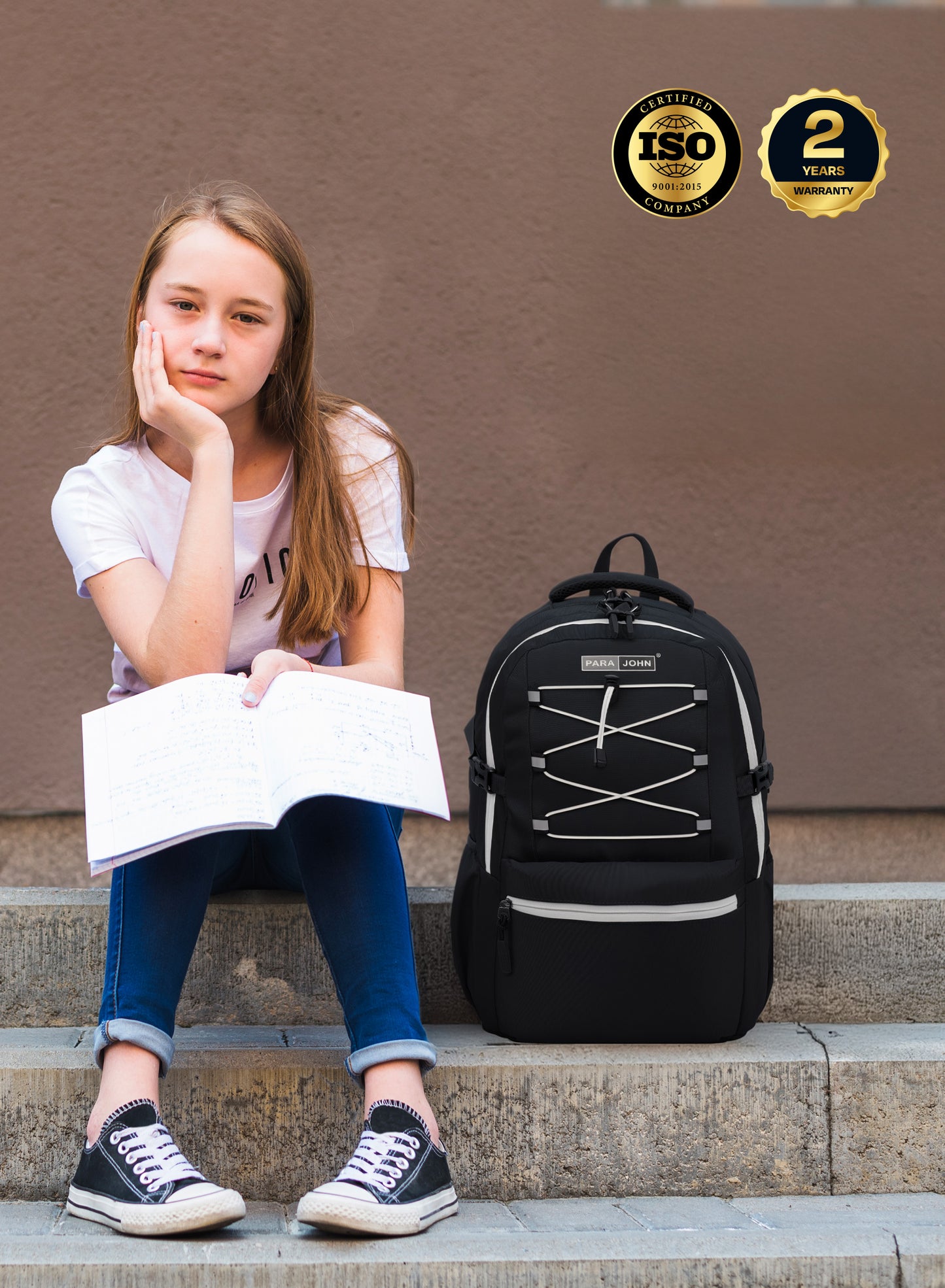 Para John Bubblio 19 inches School Backpack – 30L Capacity, Functional & Durable with Multi-Pocket Organization