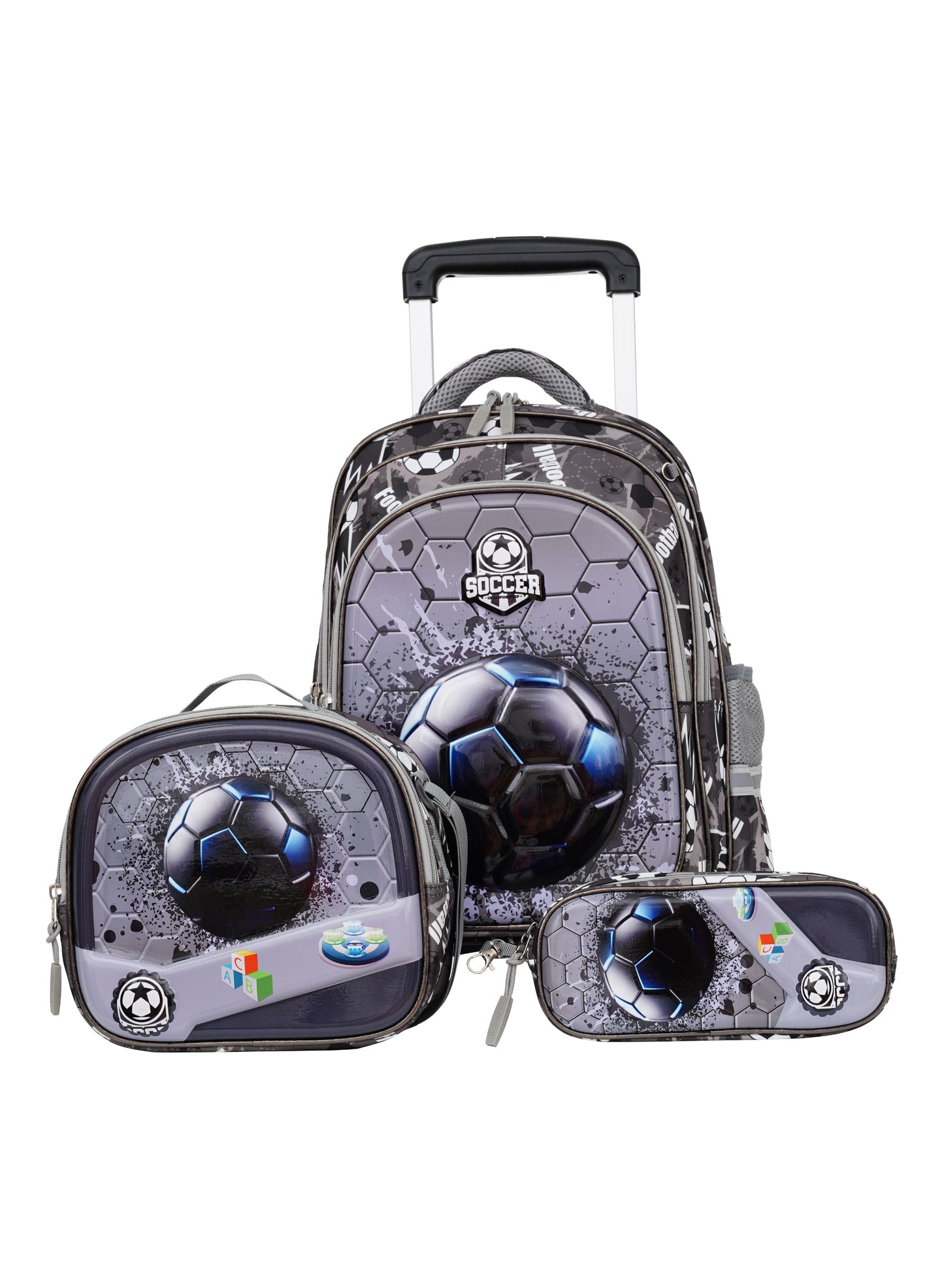 KiddyGo Series Kids Roller SchoolBag Set of 3 18 inch - Grey PARAJOHN UAE