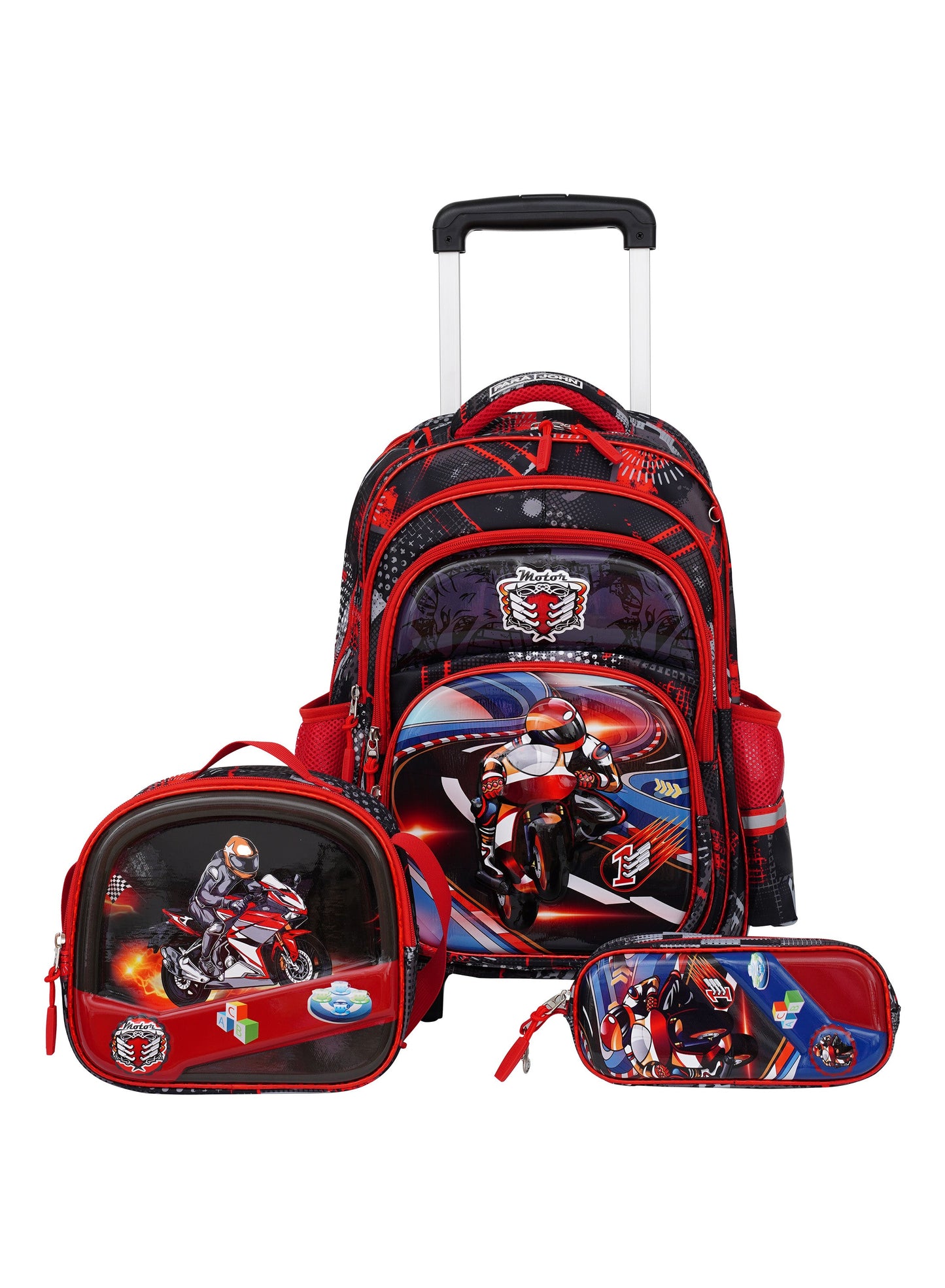 StarKids Series Kids Roller Schoolbag Set of 3 - Motohead Red PARAJOHN UAE