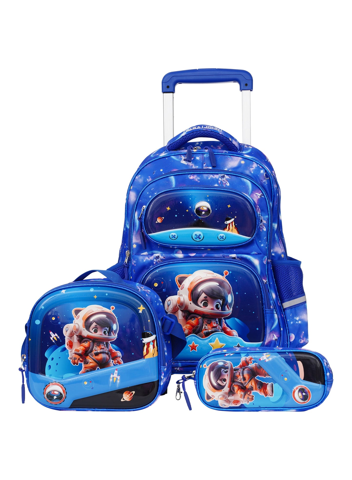 Kiddokit Series Kids Roller SchoolBag Set of 3 18 inch - Space Blue PARAJOHN UAE