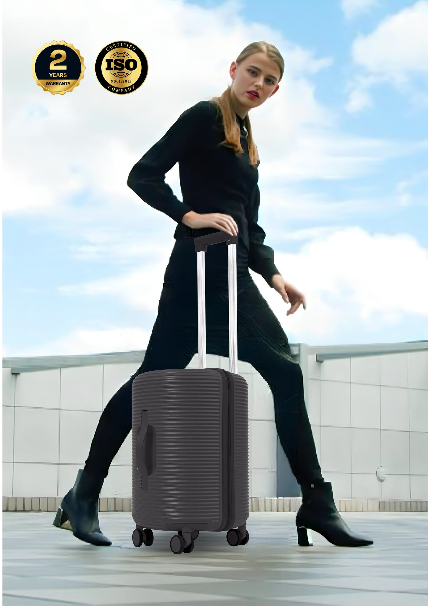 Parajohn Quatrix 1 Piece Cabin Size Polycarbonate Luggage Trolley 55cm