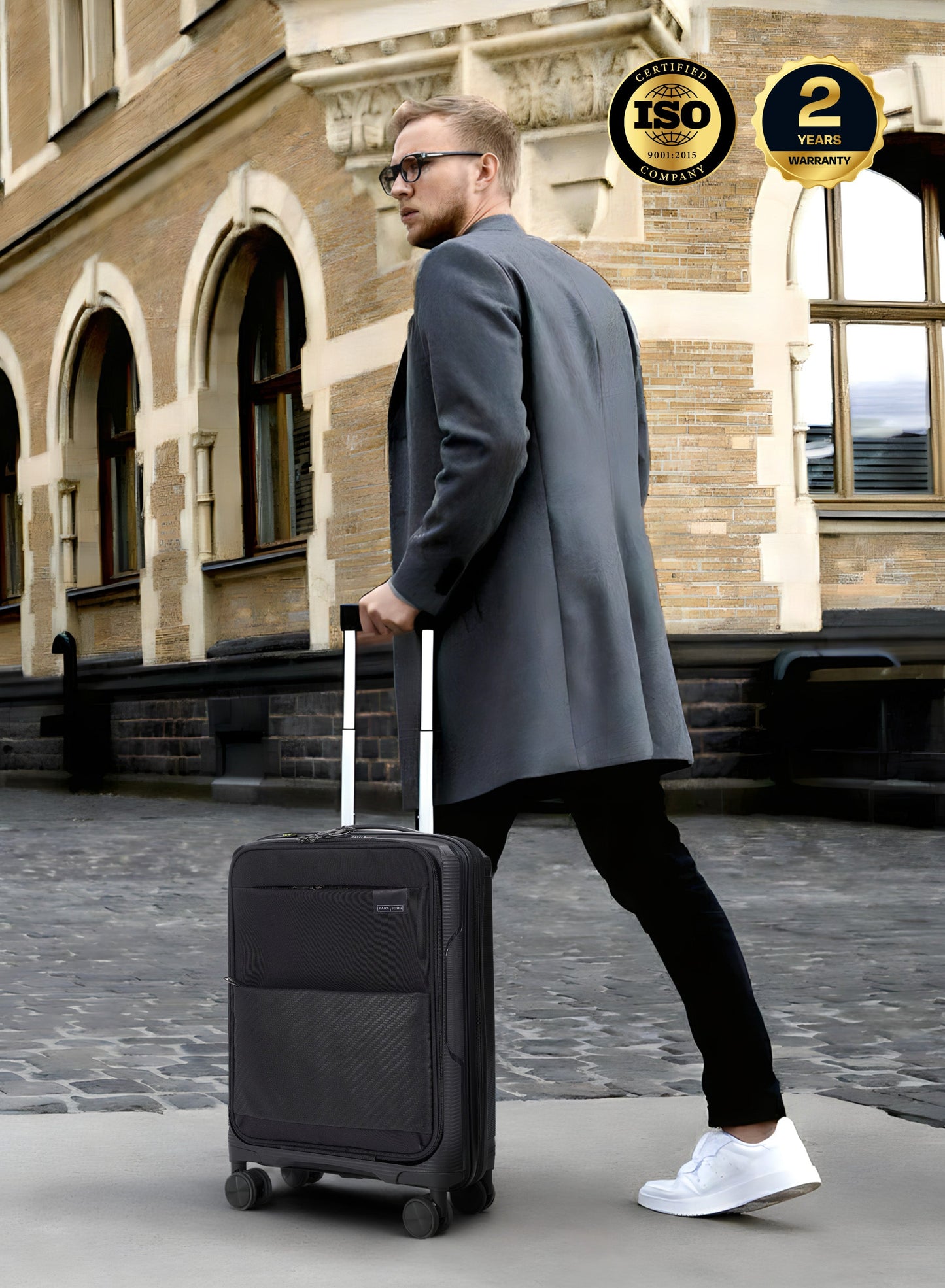 Parajohn PrimeFlex Front Open Cabin Size 20 inches luggage with Premium ABS +Nylon Material- 55 cms carrying 10kg|8 Wheels Hard Sided Trolley PARAJOHN UAE