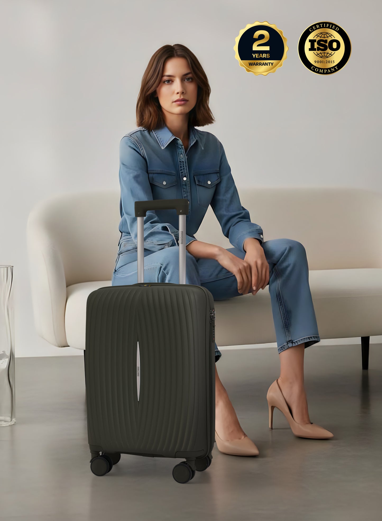 Parajohn Vibra 1 Piece Cabin Size 20 inches Polypropylene Luggage Trolley 55cm