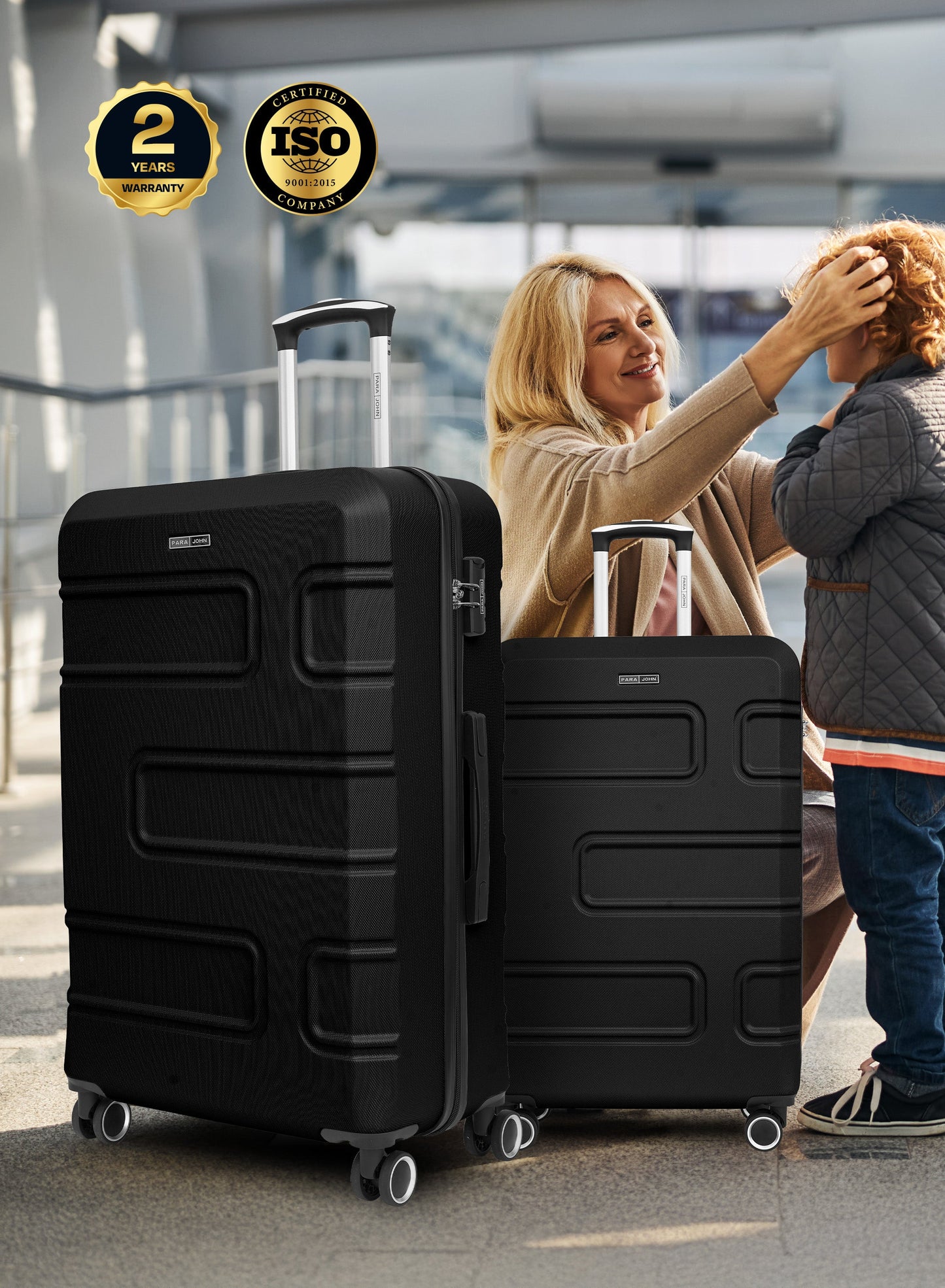 Parajohn Brickbox Series Set of 2 Luggage | Lightweight Small 10KG & Large 30KG ABS 8 Wheels Trolley Hardsided Travel Suitcase PARA JOHN