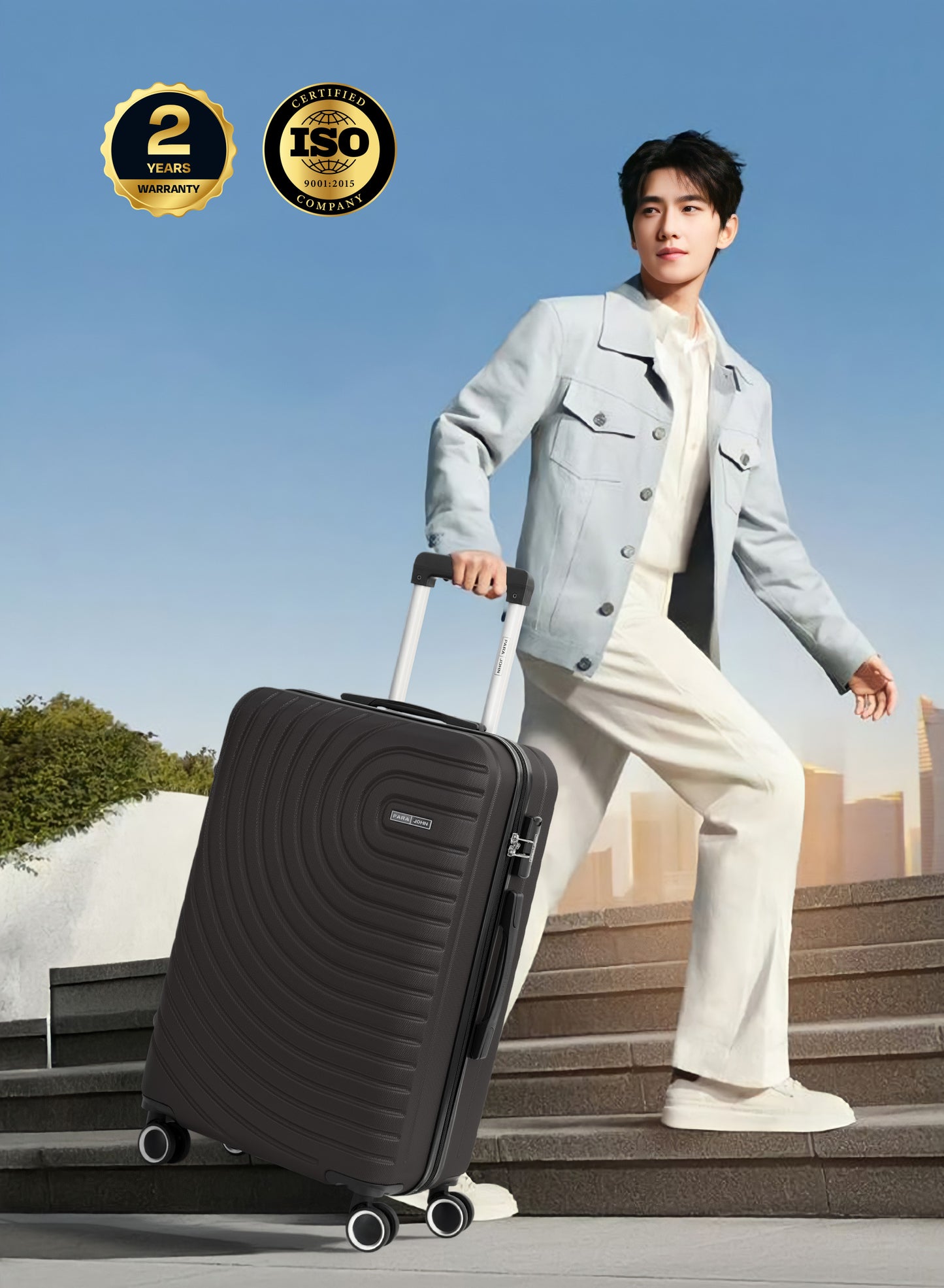 Parajohn Large 28 inches 1 Piece Durable Lightweight Carrying 30KG Material-ABS 8 Wheels Hard sided Travel Suitcase