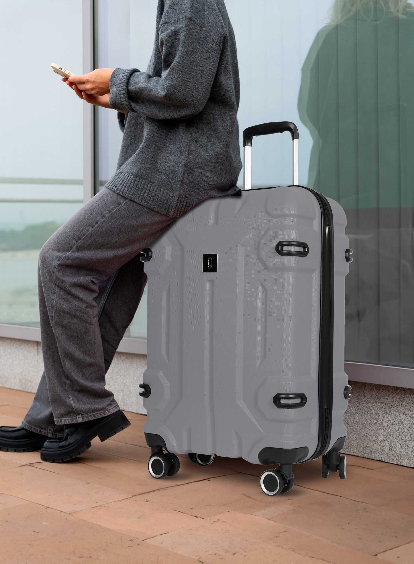 Para John Expedition 3-Piece ABS Hardside Spinner Luggage Set Durable Travel Suitcases with 360° Wheels Small Medium Large Trolley PARAJOHN UAE