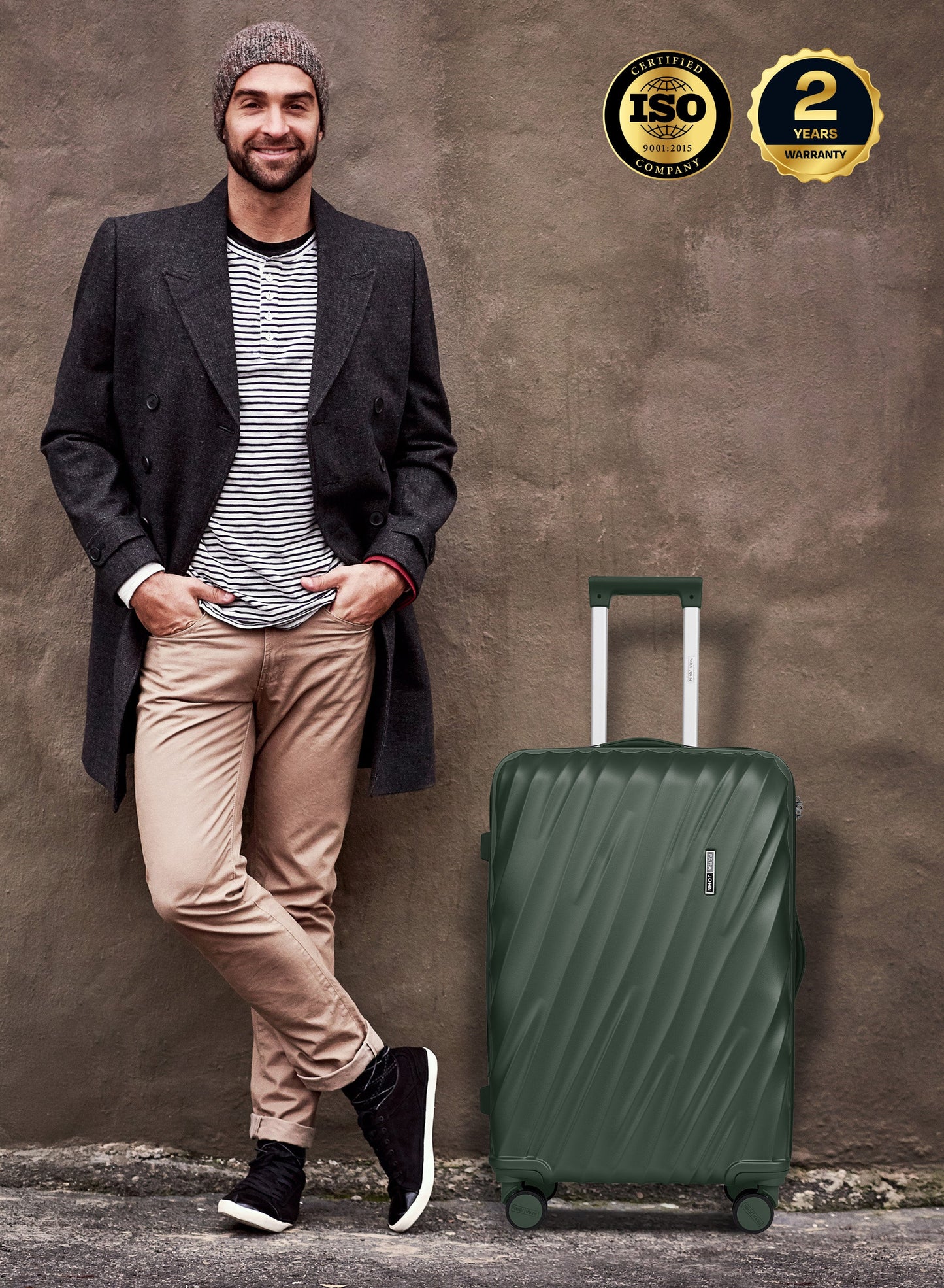 Para John Carrock 3-Piece Glossy ABS Luggage Set Lightweight 20", 24" & 28" 8 Wheels Spinner Hardsided Travel Suitcase PARAJOHN UAE