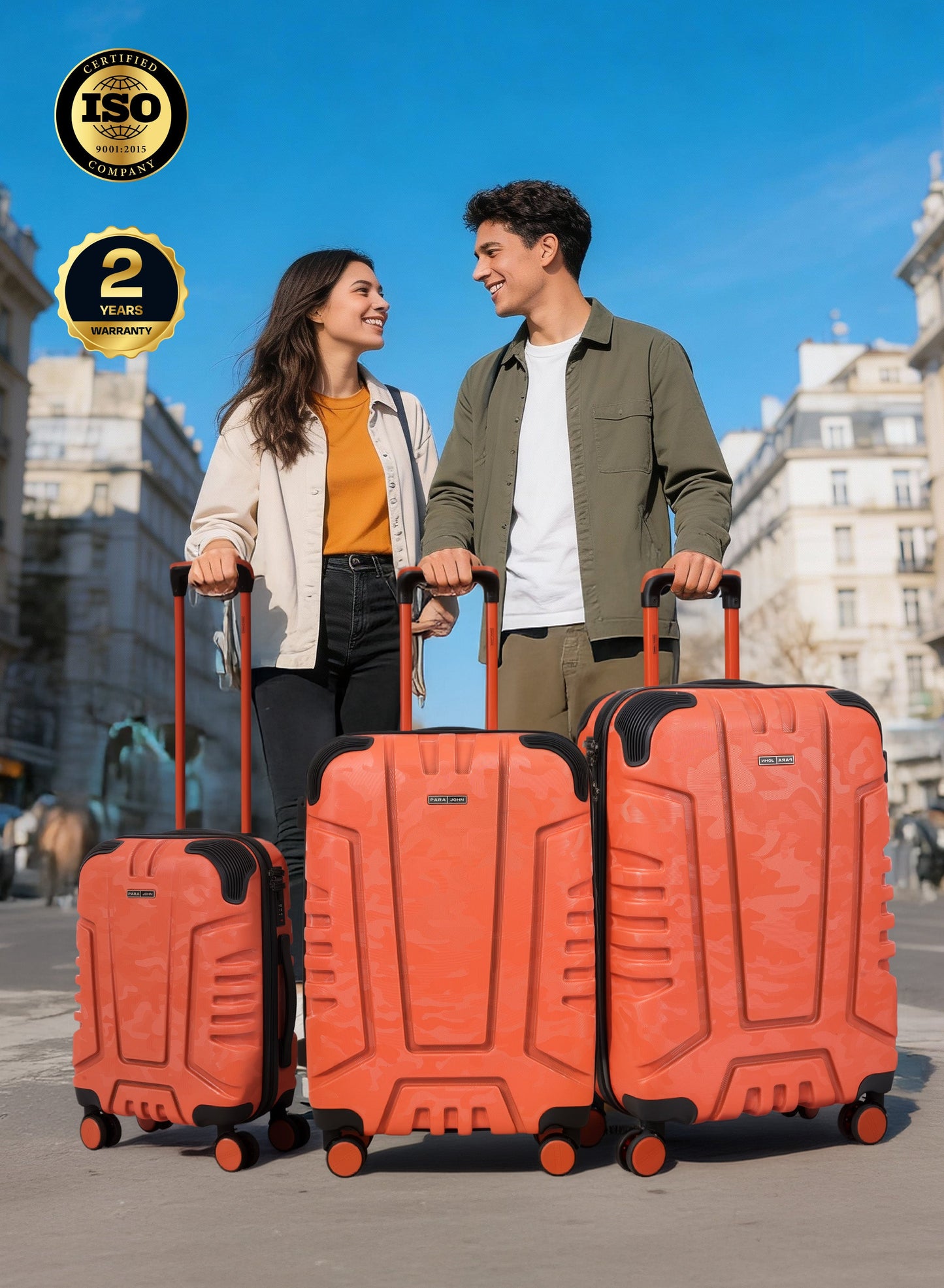 Parajohn EmberTrail ABS Set of 3 Luggage | Lightweight Small 10KG, Medium 20KG & Large 30KG 8 Wheels Trolley Hardsided Travel Suitcase PARAJOHN UAE
