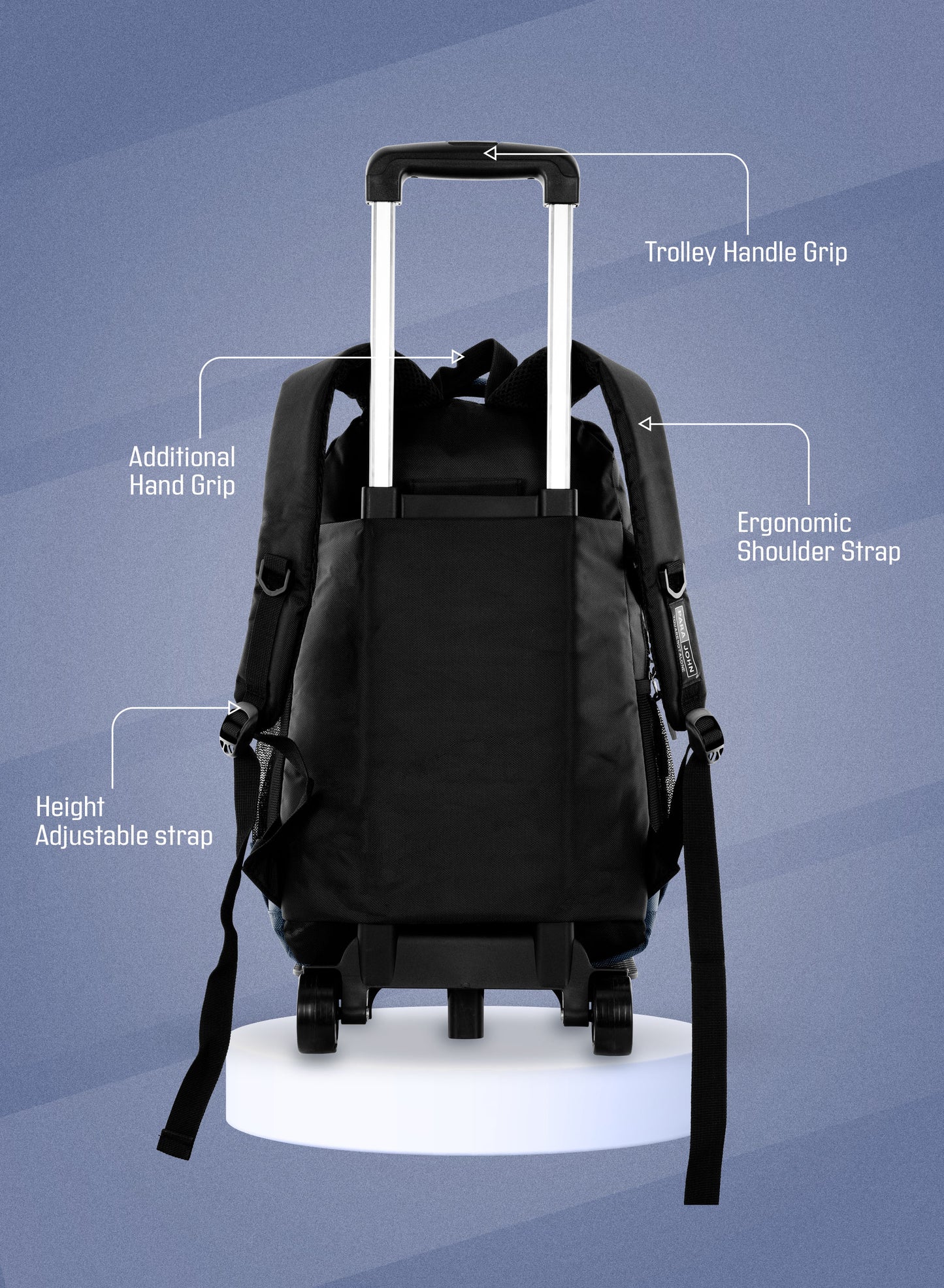 Parajohn Trolley Backpack – 18” Rolling School Bag with Wheels & Telescopic Handle PARAJOHN UAE