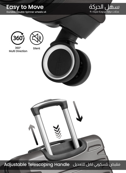 Parajohn Evoline Series 3 Piece Lightweight Luggage Set | Small 10KG, Medium 20KG & Large 30KG ABS 8 Wheels Luggage