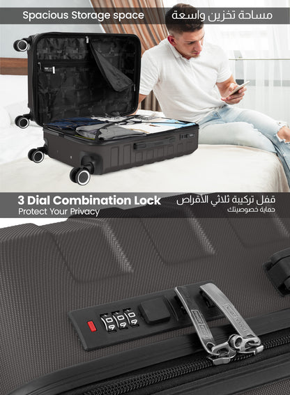 Parajohn Evoline Series 3 Piece Lightweight Luggage Set | Small 10KG, Medium 20KG & Large 30KG ABS 8 Wheels Luggage