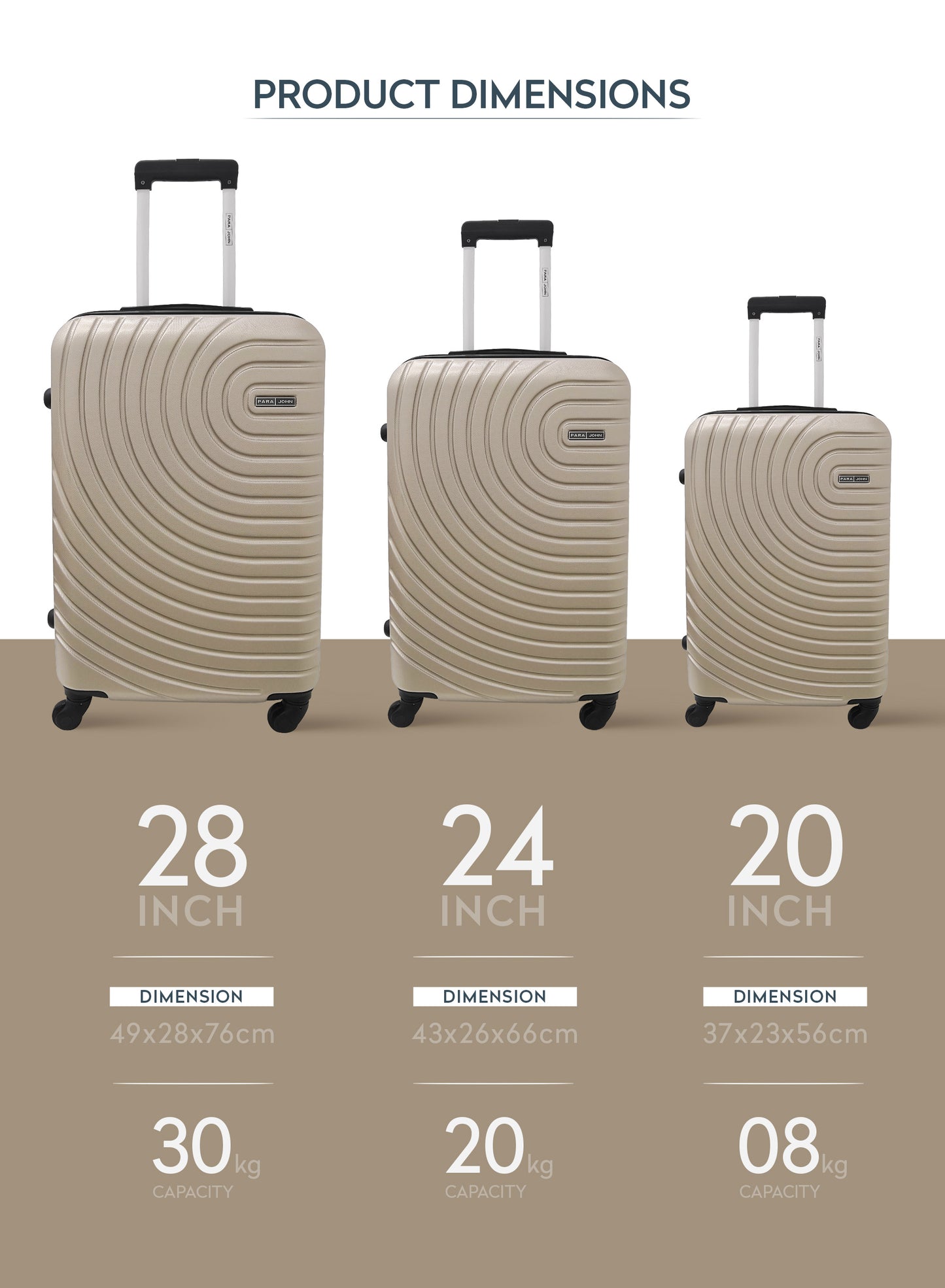 Circles 3-Piece ABS Hardside Spinner Luggage Trolley Set