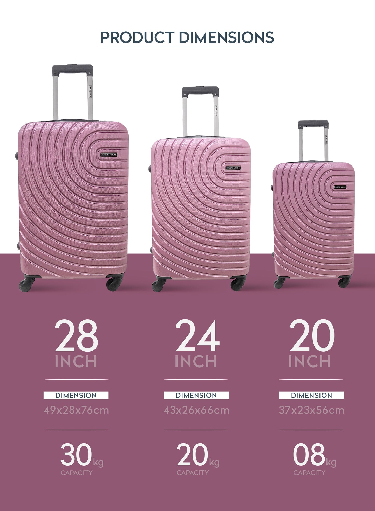 Circles 3-Piece ABS Hardside Spinner Luggage Trolley Set