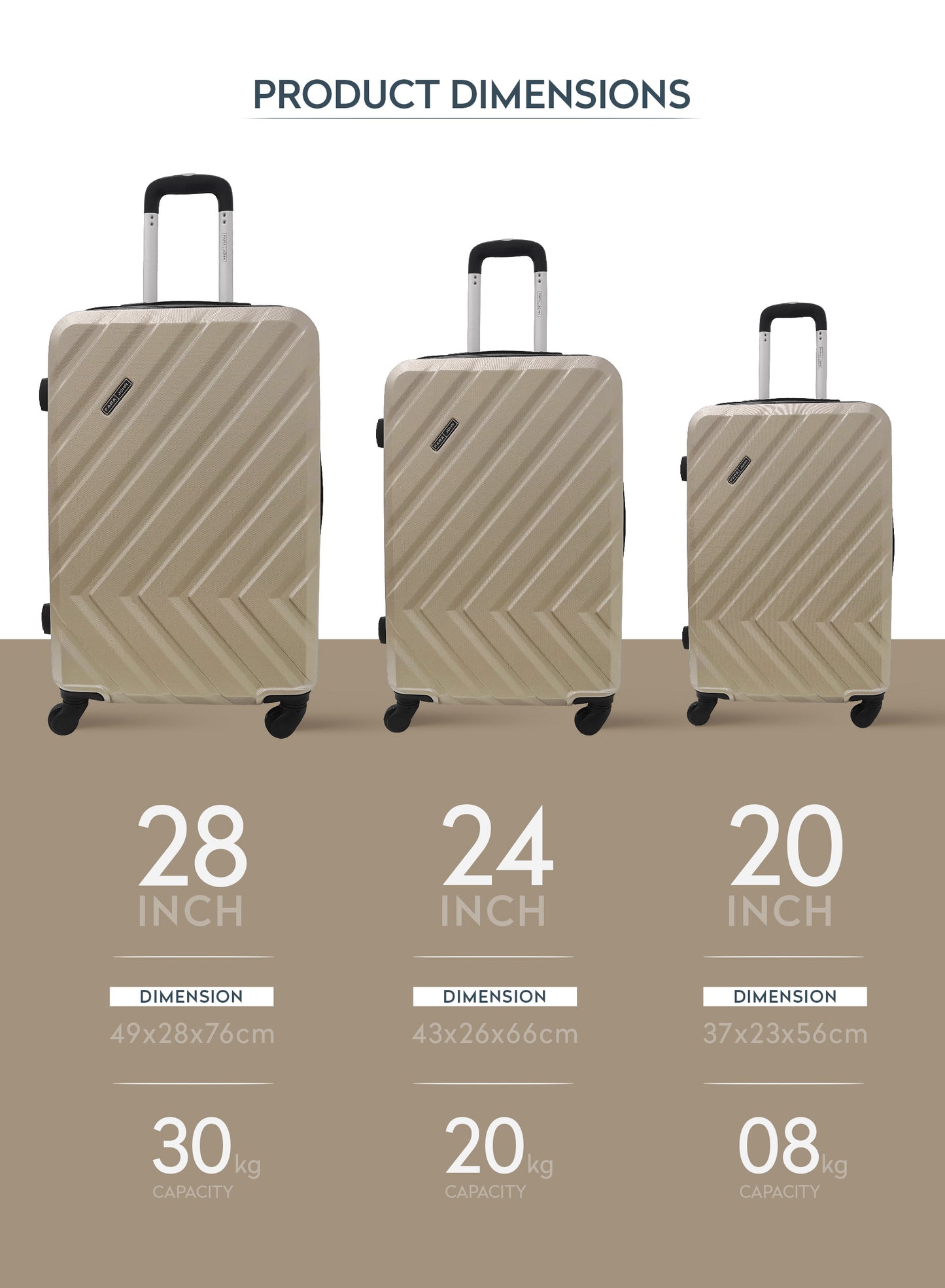 Prisma 3-Piece ABS Hardside Spinner Luggage Trolley Set