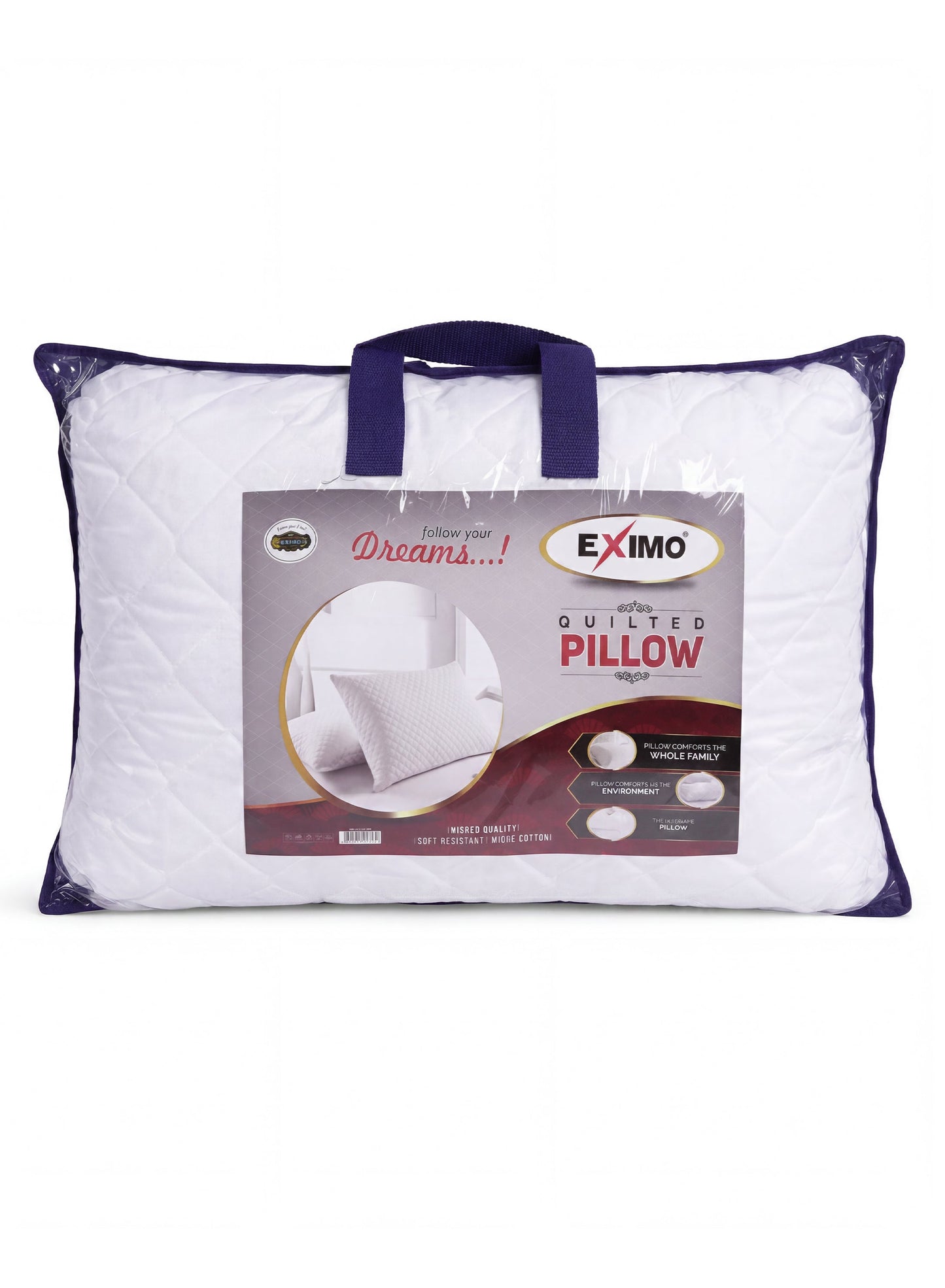 EXIMO ComfortQuilt Pillow — Soft Support & Breathable Comfort | 45x65cm Hollow Fiber  PARAJOHN UAE
