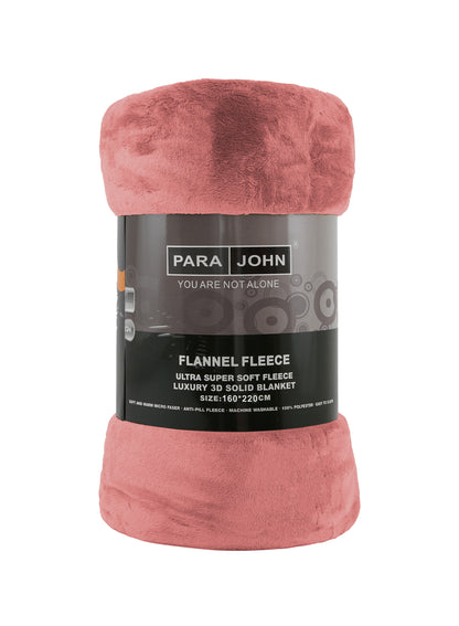 Single Flannel Fleece Blanket 160 × 220 cm – Luxury Soft Solid Single Ply Blanket, Premium Anti-Pill Polyester, Lightweight & Cozy by Parajohn
