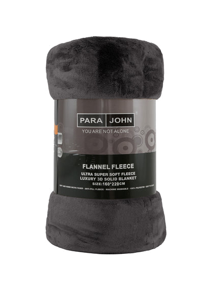 Single Flannel Fleece Blanket 160 × 220 cm – Luxury Soft Solid Single Ply Blanket, Premium Anti-Pill Polyester, Lightweight & Cozy by Parajohn