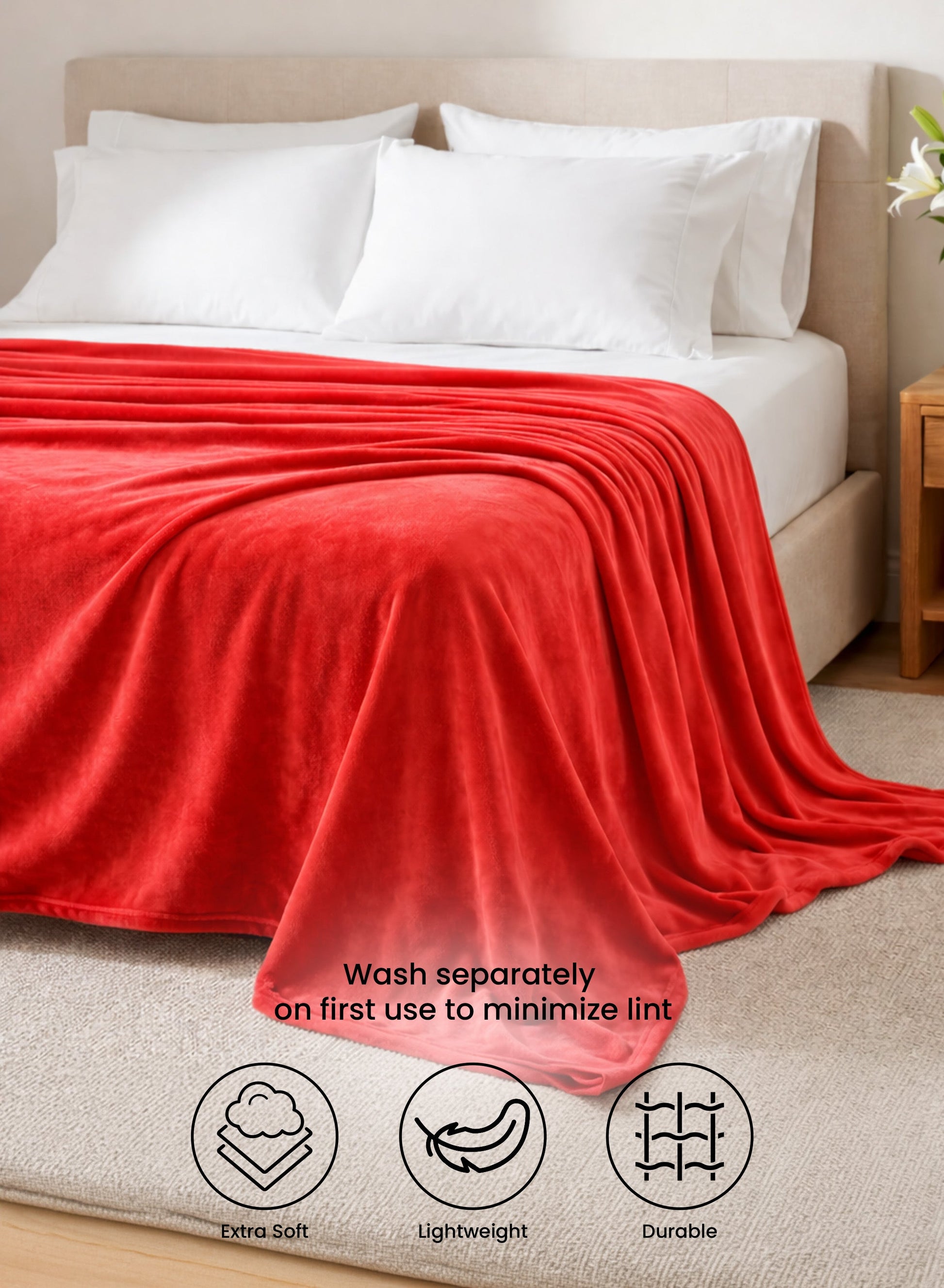 Parry Life Double Solid Flannel Fleece Blanket – Ultra Soft Polyester, Machine Washable, Double Bed Size  PARAJOHN UAE