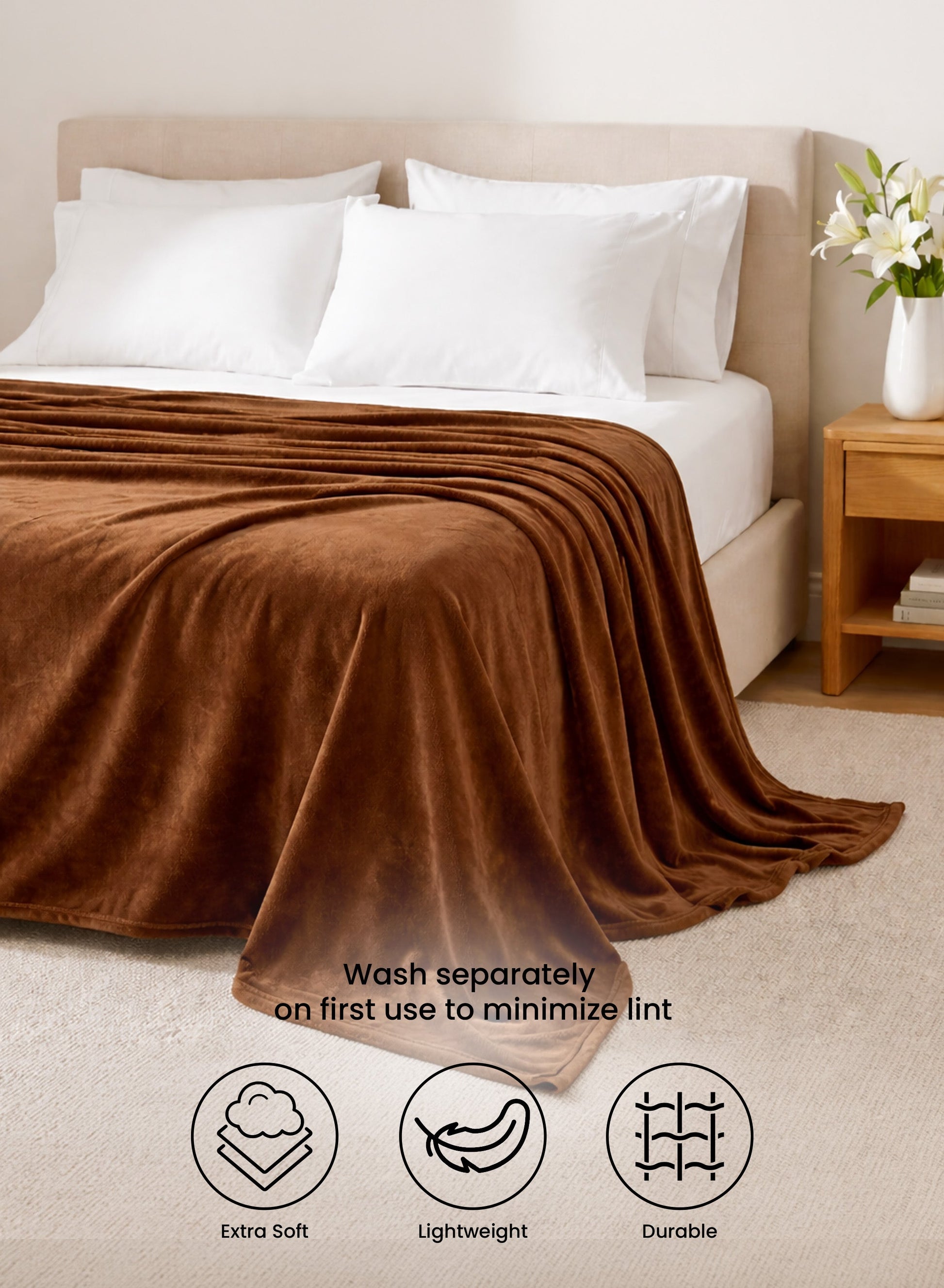 Parry Life Double Solid Flannel Fleece Blanket – Ultra Soft Polyester, Machine Washable, Double Bed Size  PARAJOHN UAE