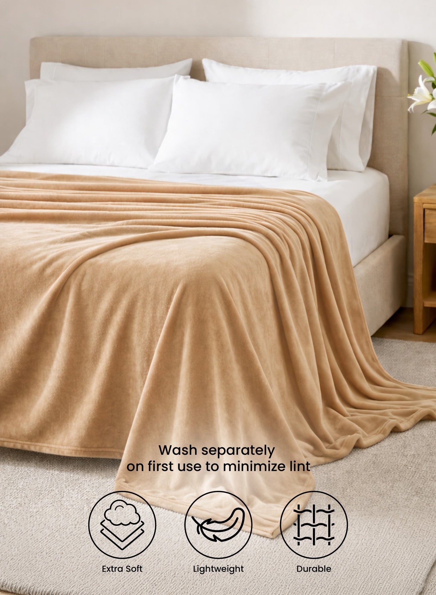 Parry Life Double Solid Flannel Fleece Blanket – Ultra Soft Polyester, Machine Washable, Double Bed Size  PARAJOHN UAE