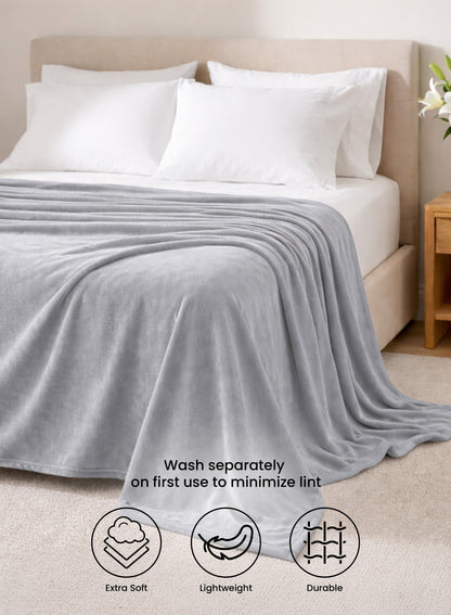 Parry Life Double Solid Flannel Fleece Blanket – Ultra Soft Polyester, Machine Washable, Double Bed Size  PARAJOHN UAE