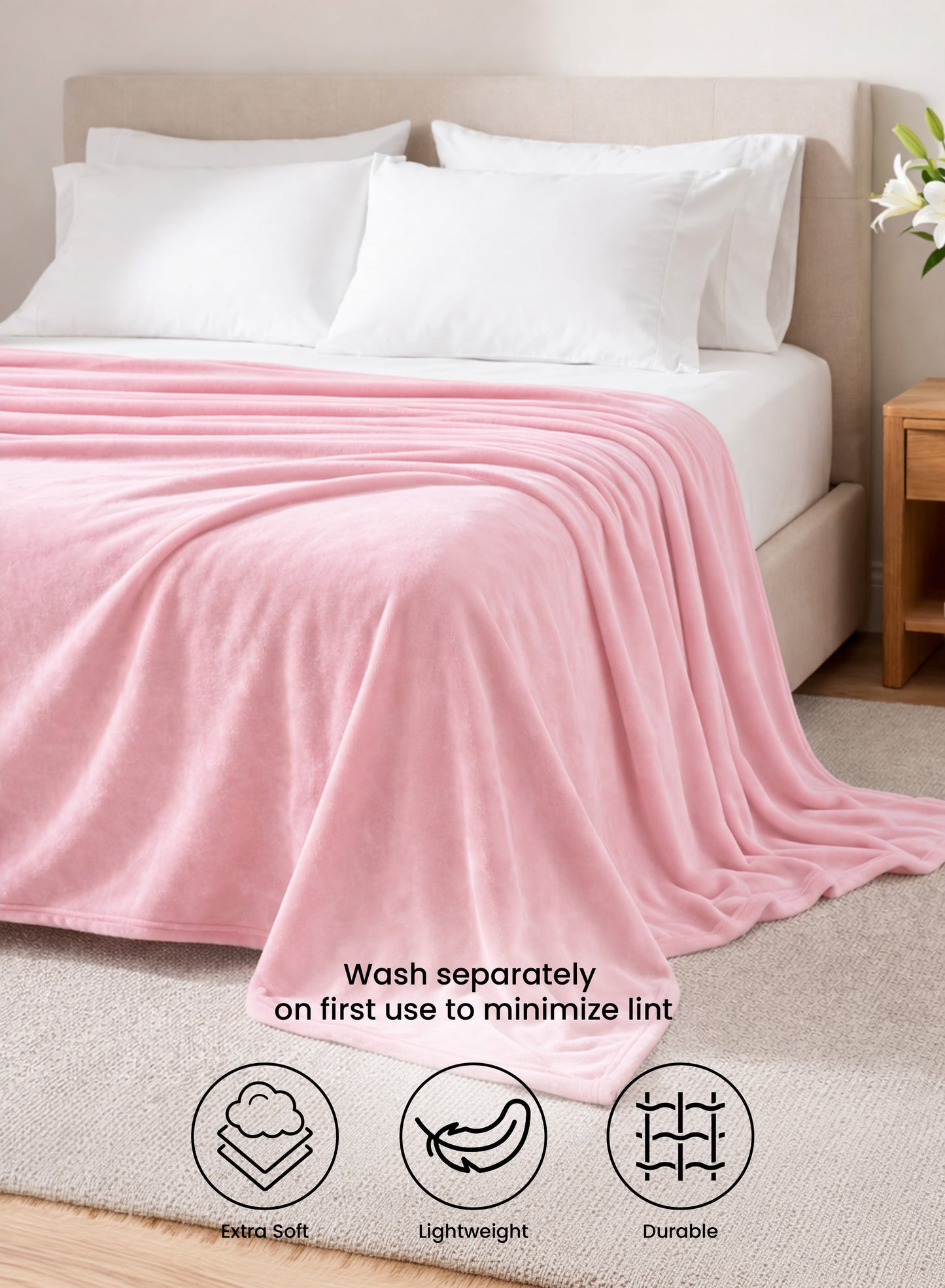 Parry Life Double Solid Flannel Fleece Blanket – Ultra Soft Polyester, Machine Washable, Double Bed Size  PARAJOHN UAE