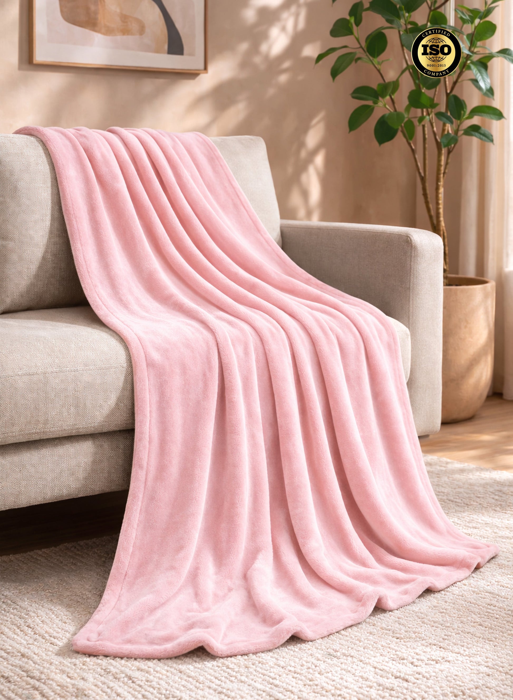 Parry Life Double Solid Flannel Fleece Blanket – Ultra Soft Polyester, Machine Washable, Double Bed Size  PARAJOHN UAE