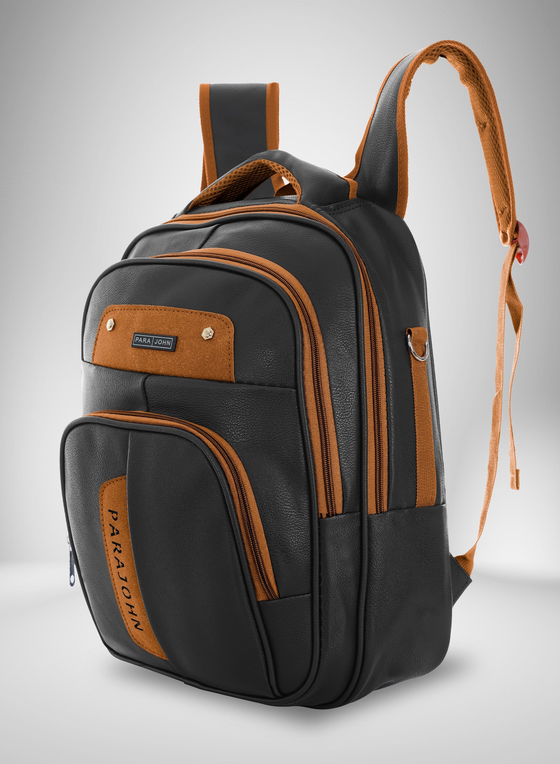 Parajohn PU Leather Backpack – 16” Stylish & Durable Multi-Compartment Laptop Bag (34x14x45 cm)  PARAJOHN UAE
