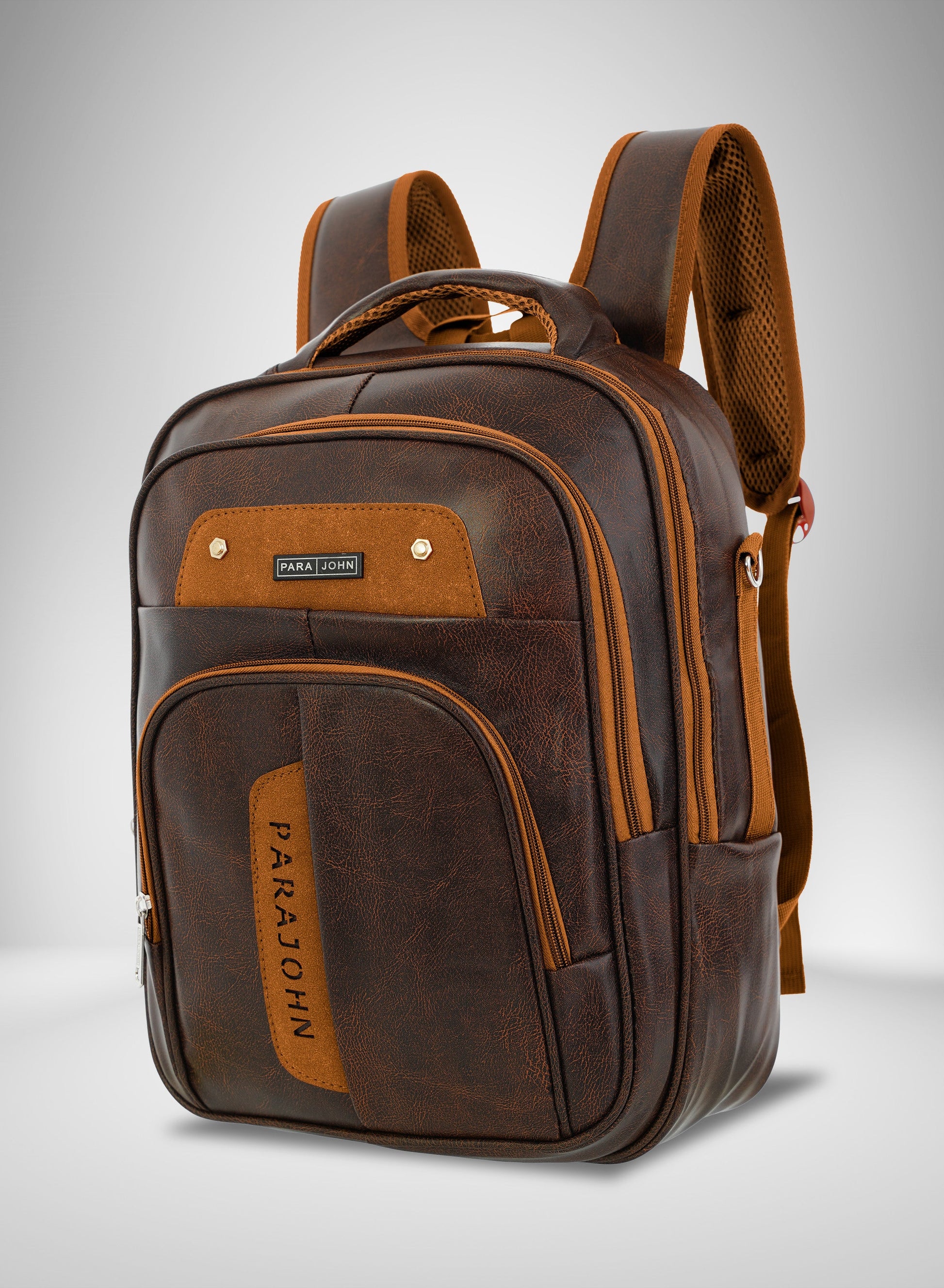 Parajohn PU Leather Backpack – 16” Stylish & Durable Multi-Compartment Laptop Bag (34x14x45 cm)  PARAJOHN UAE