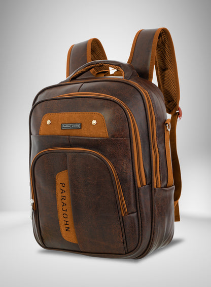 Parajohn PU Leather Backpack – 16” Stylish & Durable Multi-Compartment Laptop Bag (34x14x45 cm)  PARAJOHN UAE