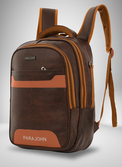 Parajohn PU Leather Backpack – 16” Stylish & Durable Multi-Compartment Laptop Bag (34x14x45 cm)  PARAJOHN UAE