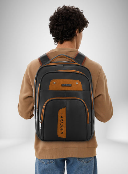 Parajohn PU Leather Backpack – 16” Stylish & Durable Multi-Compartment Laptop Bag (34x14x45 cm)  PARAJOHN UAE