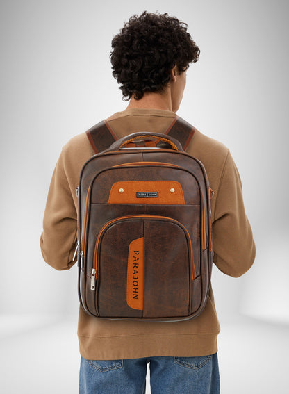 Parajohn PU Leather Backpack – 16” Stylish & Durable Multi-Compartment Laptop Bag (34x14x45 cm)  PARAJOHN UAE