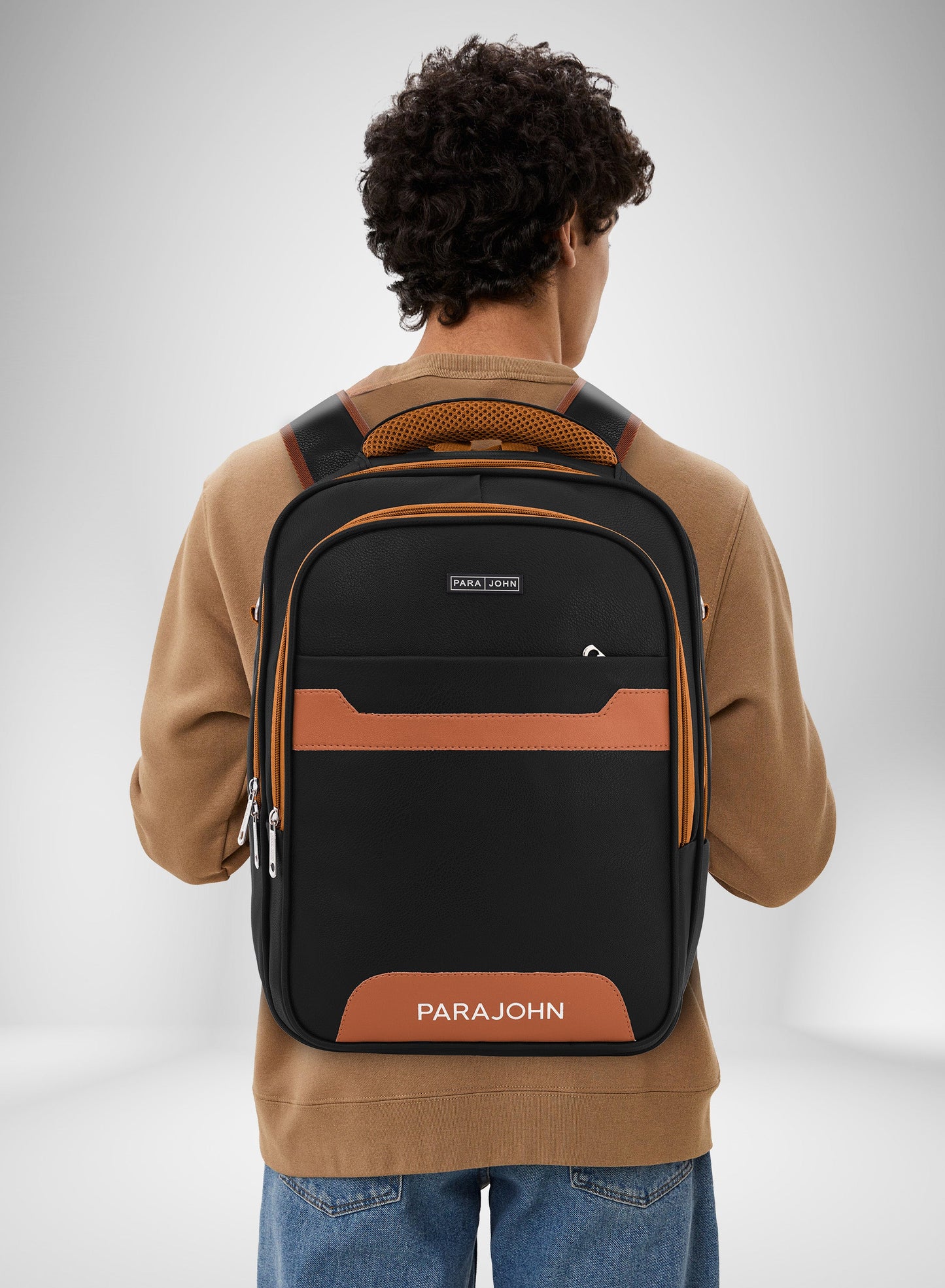 Parajohn PU Leather Backpack – 16” Stylish & Durable Multi-Compartment Laptop Bag (34x14x45 cm)  PARAJOHN UAE