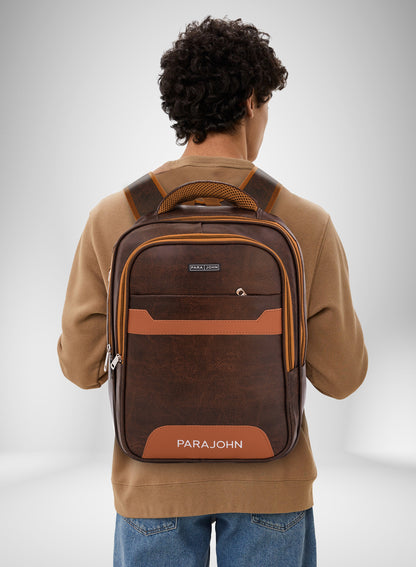 Parajohn PU Leather Backpack – 16” Stylish & Durable Multi-Compartment Laptop Bag (34x14x45 cm)  PARAJOHN UAE
