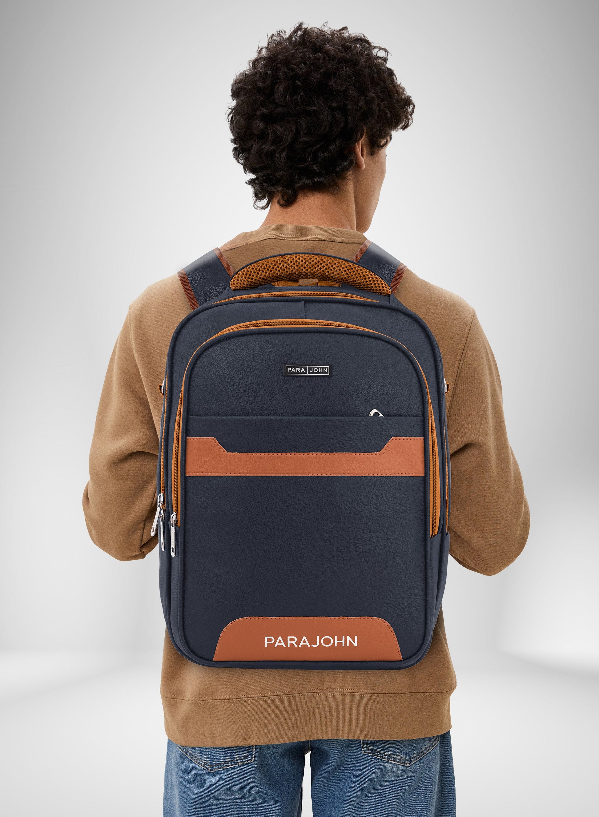Parajohn PU Leather Backpack – 16” Stylish & Durable Multi-Compartment Laptop Bag (34x14x45 cm)  PARAJOHN UAE