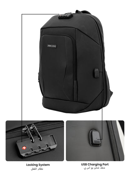 Para John ITRAX 19 inches Laptop Backpack – 30L Capacity, Functional & Durable with Multi-Pocket Organization, Charging Port, Locking System and Hidden Compartment