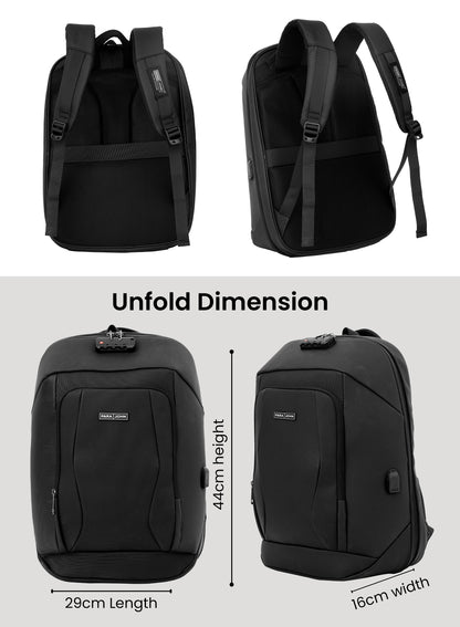 Para John ITRAX 19 inches Laptop Backpack – 30L Capacity, Functional & Durable with Multi-Pocket Organization, Charging Port, Locking System and Hidden Compartment