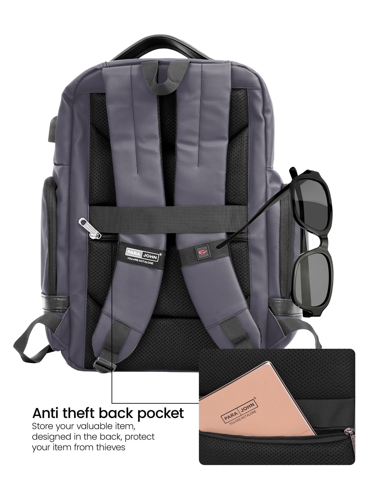 Parajohn CityGear 18 Inch Laptop Backpack for Men – Premium PU Leather Business Travel Bag with USB Charging Port, Multi-Compartment Office Backpack  PARAJOHN UAE