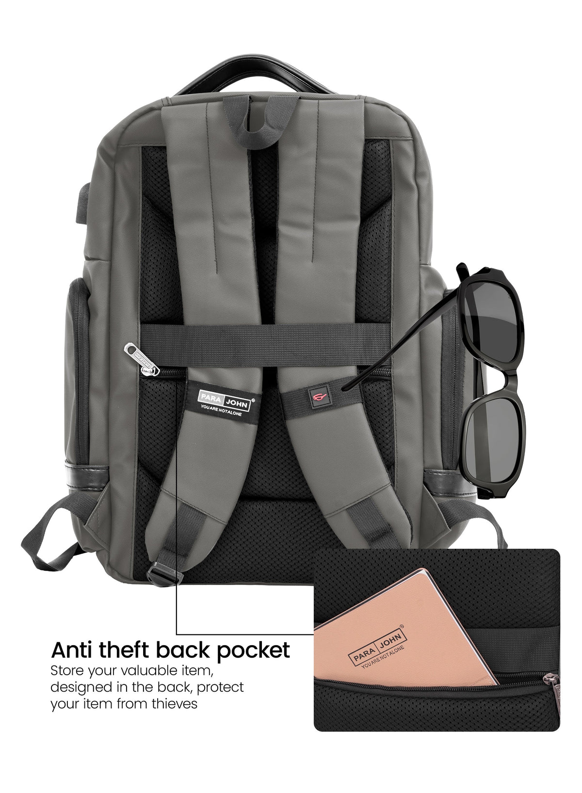 Parajohn CityGear 18 Inch Laptop Backpack for Men – Premium PU Leather Business Travel Bag with USB Charging Port, Multi-Compartment Office Backpack  PARAJOHN UAE