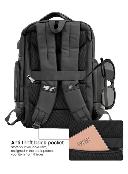 Parajohn CityGear 18 Inch Laptop Backpack for Men – Premium PU Leather Business Travel Bag with USB Charging Port, Multi-Compartment Office Backpack  PARAJOHN UAE