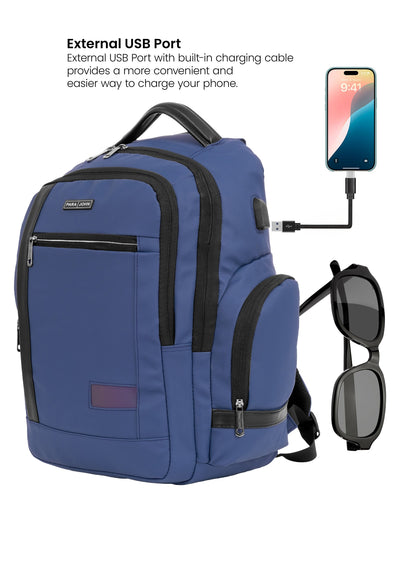 Parajohn CityGear 18 Inch Laptop Backpack for Men – Premium PU Leather Business Travel Bag with USB Charging Port, Multi-Compartment Office Backpack  PARAJOHN UAE