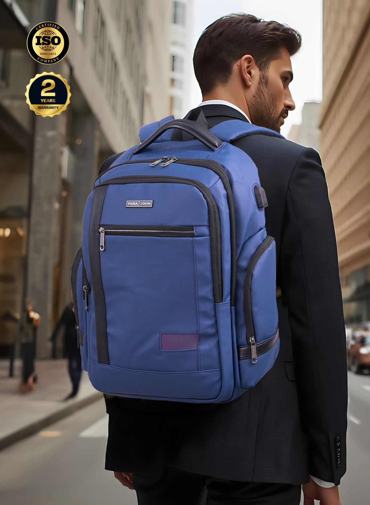 Parajohn CityGear 18 Inch Laptop Backpack for Men – Premium PU Leather Business Travel Bag with USB Charging Port, Multi-Compartment Office Backpack  PARAJOHN UAE