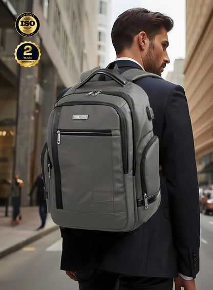Parajohn CityGear 18 Inch Laptop Backpack for Men – Premium PU Leather Business Travel Bag with USB Charging Port, Multi-Compartment Office Backpack  PARAJOHN UAE