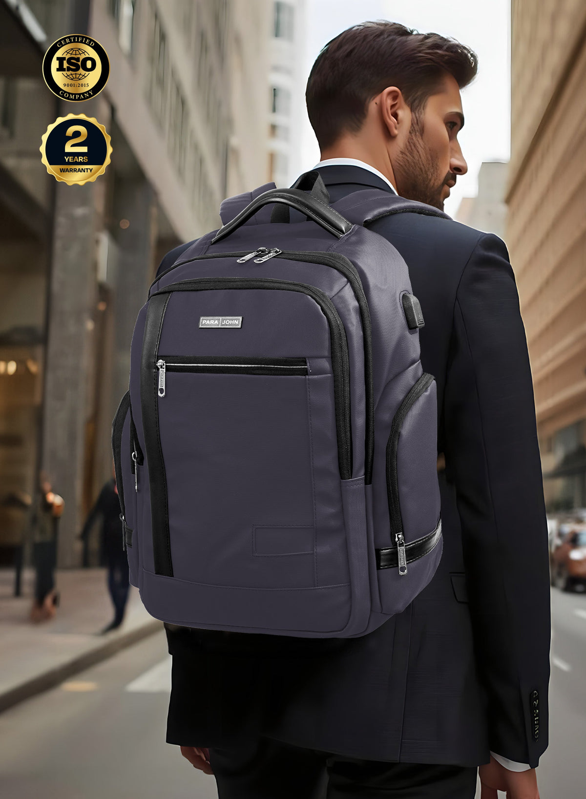 Parajohn CityGear 18 Inch Laptop Backpack for Men – Premium PU Leather Business Travel Bag with USB Charging Port, Multi-Compartment Office Backpack  PARAJOHN UAE