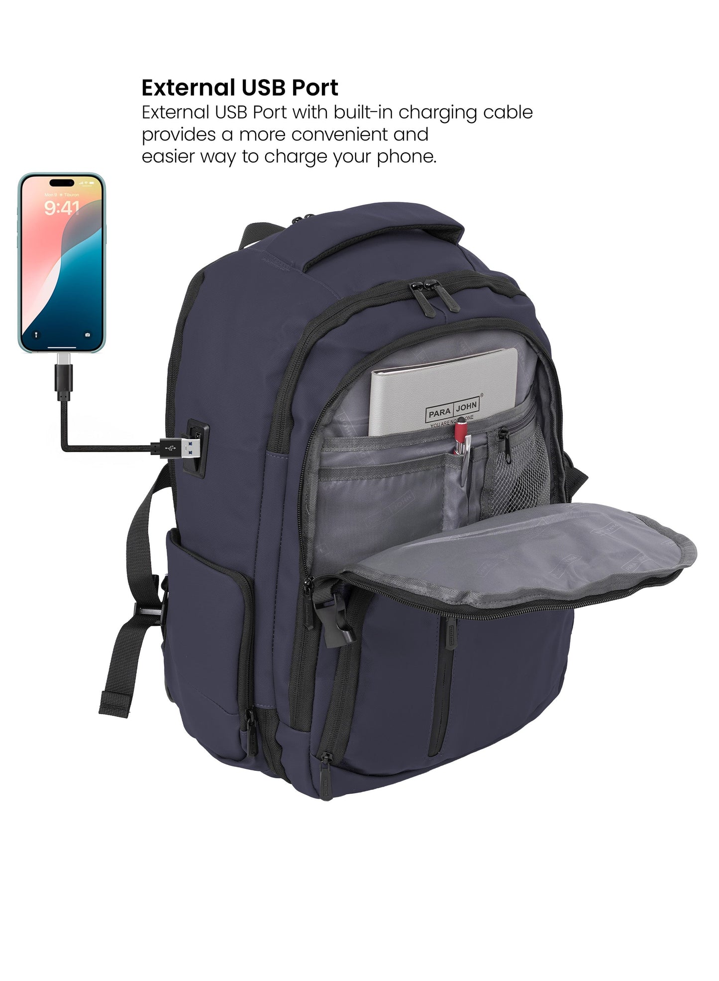 Parajohn UrbanForge 18 Inch Laptop Backpack for Men – Water-Resistant Smart Travel Backpack with USB Charging Port, Spacious Multi-Compartment Business & College Backpack  PARAJOHN UAE