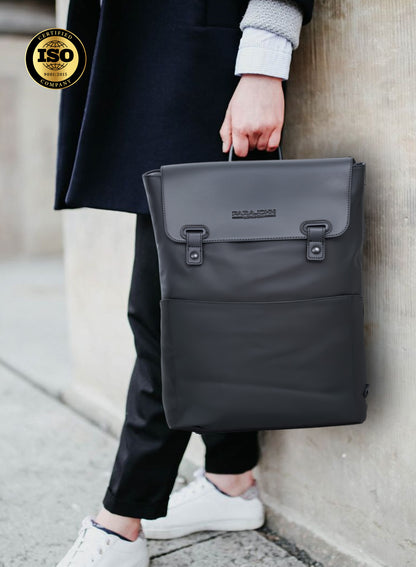 Parajohn London Wayfarer PU Leather Laptop Backpack – 16.3” Stylish Flap Design Business & Travel Backpack for Men & Women