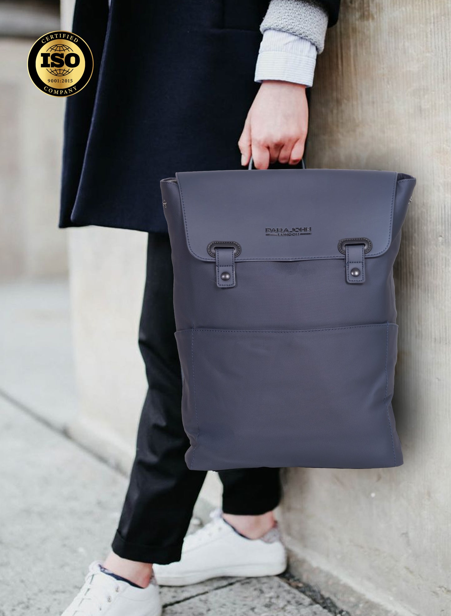 Parajohn London Wayfarer PU Leather Laptop Backpack – 16.3” Stylish Flap Design Business & Travel Backpack for Men & Women