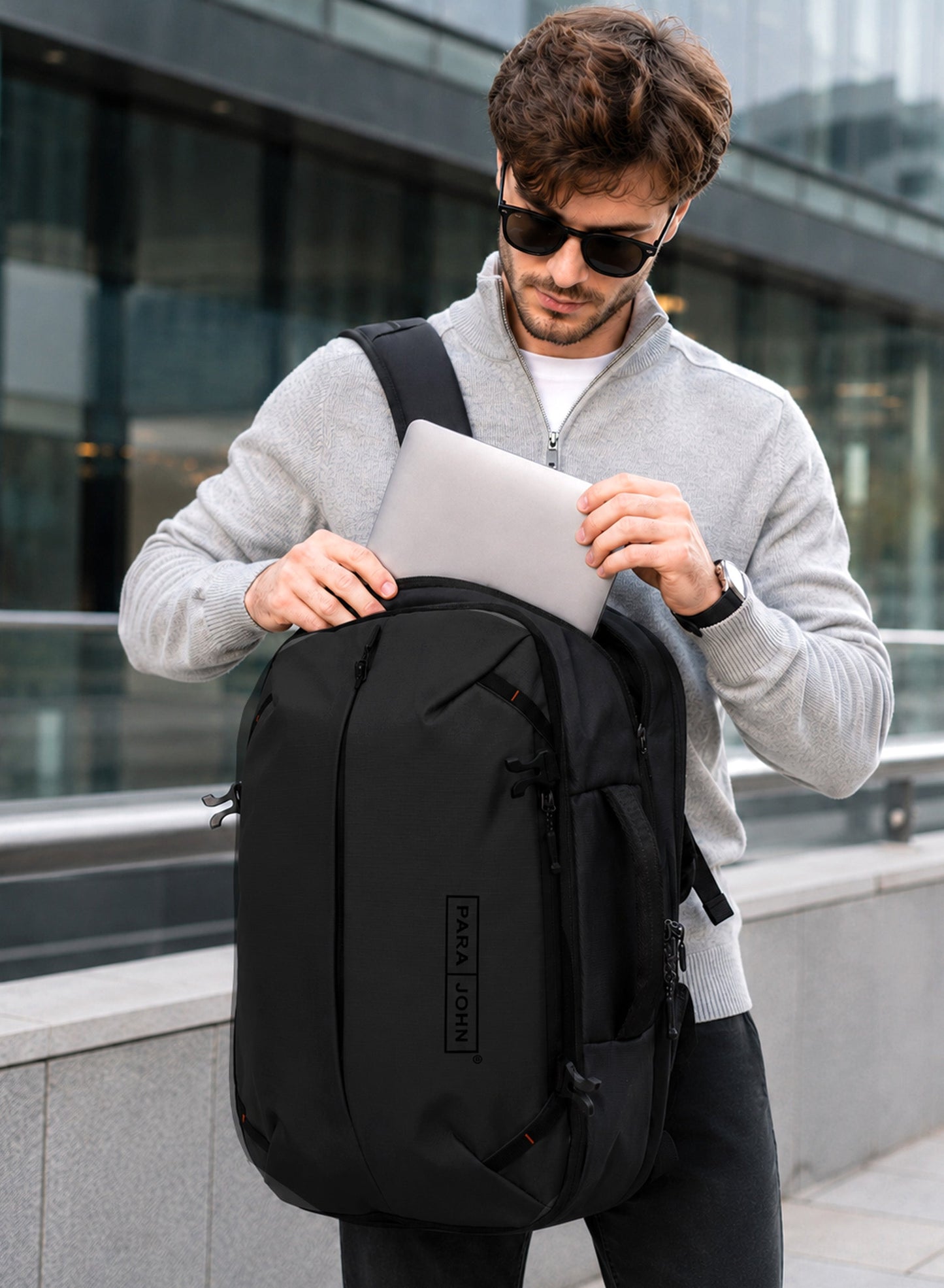 Para John TravioN 19 Inch Travel Laptop Backpack | 30L Water-Resistant PU Coated Polyester Backpack with Trolley Sleeve, Hidden Back Pocket & Padded Laptop Compartment | Business, Office & Travel Backpack  PARAJOHN UAE